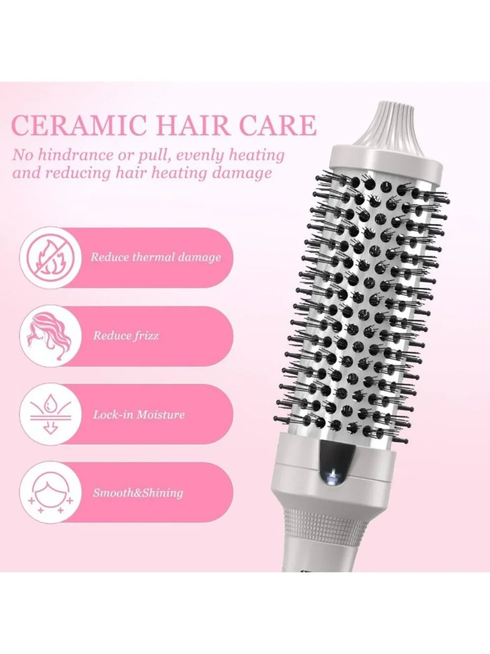 2-in-1 Heated Round Brush Volumizer & Straightener - 1.5 Inch Blowout Tool